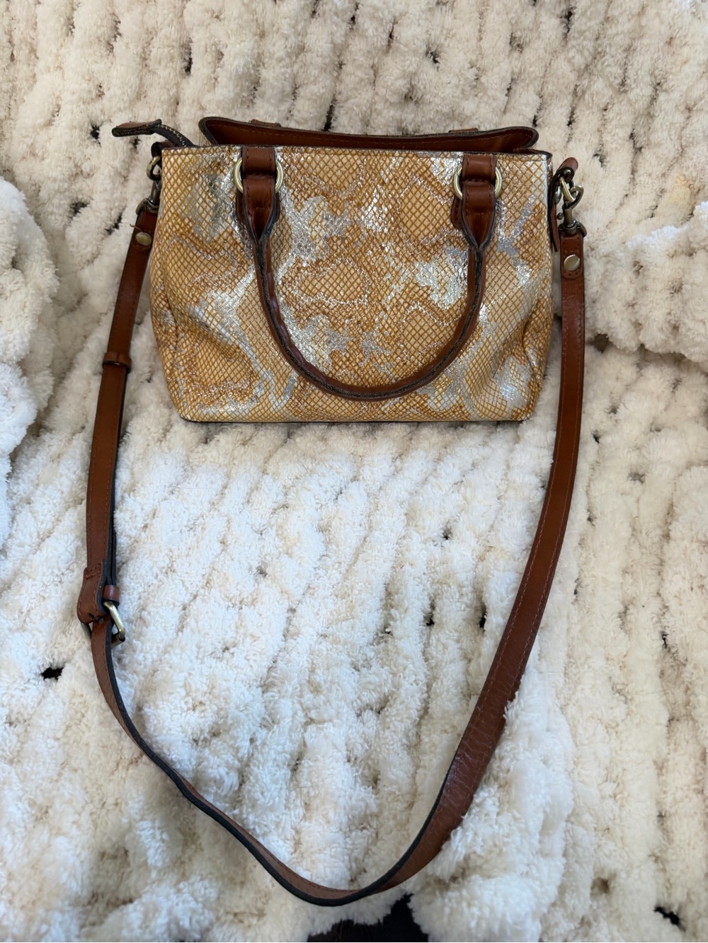Patricia Nash Brown Snakeskin-Print Crossbody Satchel 10th anniversary - Picture 5 of 14